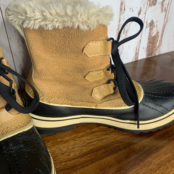 Sorel Leather Boots Waterproof Faux Fur Sz 6 - Picture 4 of 7